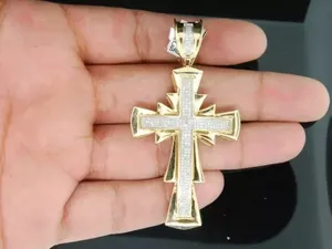 Pendentif Croix Moissanite Iced Out Style Hip Hop Luxe Plaqué Or Unisexe Argent Sterling 925 - Product Image 5