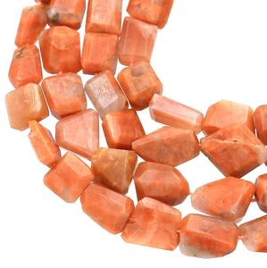 ลูกปัดอะเมโซไนต์สีพีชธรรมชาติ SRK GEMS ทำด้วยมือจากอินเดีย ลูกปัดเจียระไนทรงเหลี่ยม ขนาด 8x7 มม. 9x13 มม. ความยาว 16 นิ้ว จากรัฐราชสถาน ผลิตโดยบุคคลที่สาม - Product Image 1
