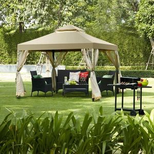 Gazebo da Esterno 3x3 Metri a 2 Livelli Senza Viti, Struttura Pergola con Tettoia - Product Image 3