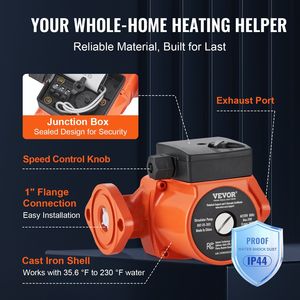 Pompe de recirculation d'eau chaude 007-F5-7IFC 110V 70W à 3 vitesses, 23 GPM, avec bride NPT de 1 pouce, pour systèmes CVC domestiques - Product Image 6
