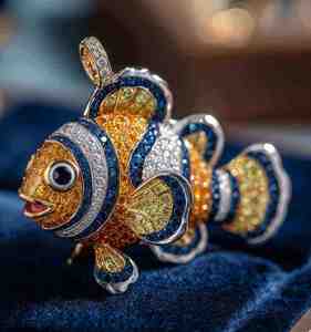 Pendentif Breloque Poisson-clown 3D en Moissanite, Bijou en Alliage Plaqué Argent, Collier Poisson de Dessin Animé, Accessoire Cadeau - Product Image 3