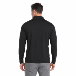 ONETEN APPAREL Unisex Black Pullover Hooded <b>Long</b> <b>Sleeve</b> Breathable Knitted <b>Golf</b> Shirt Solid Front Logo Sporty Casual Style - Product Image 3