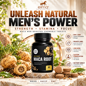 Suplemento de Extracto de Raíz de Maca Natural Halal Elma Food, 60 Tabletas Masticables, Apoyo Energético para Hombres, Metabolismo, Circulación, GMP - Product Image 1