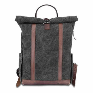 Genuine Leather Water Resistant Canvas <b>Backpack</b> <b>for</b> <b>Women</b> <b>Travel</b> School Laptop Wholesale Private Label Factory Supply LCB-0032 - Product Image 1