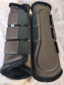 BRAND ZONE Equine Boots Patent Leather Horse Tendon Brushing Boots Splint Boots with 8MM Neoprean and Faux Fur <b>Equestrian</b> horse - Product Image 5