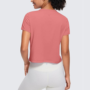 Active Style women crop top t shirt breathable stretch fabric short sleeve slim fit for gym workouts yoga training casual wear - Product Image 2
