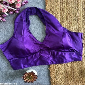 Collection de Blouses en Satin Malai de Qualité Supérieure avec Col Uni et Halter, Rembourrées et Dos Fantaisie – Exportateur de Mode Féminine, Fournisseur Indien - Product Image 1