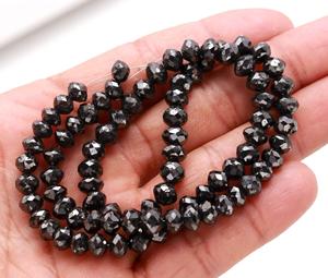 Perles Rondelles Facettées en Diamant Noir Naturel 7,5 mm, Fil de 15 Pouces, Certifiées Université de Peking, Fourniture en Gros pour la Fabrication de Bijoux - Product Image 2