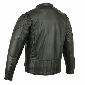 Veste en cuir PU noire élégante pour homme, veste en cuir véritable sur mesure pour homme, veste en cuir de motard - Product Image 3