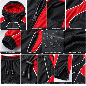 Custom Waterproof Windbreaker Tracksuit Set Lightweight Rainproof Full Zip Jacket and <b>Pants</b> OEM Private Label Outdoor Sportswear - Product Image 3