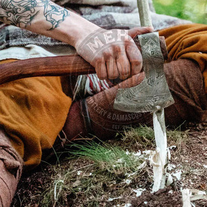 Durable Material Wood Handle Damascus Steel Head Axe Outdoor Accessories <b>Hand</b> <b>Tool</b> Damascus Axe - Product Image 6