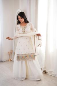 ชุดชาราผ้าไหมกรุบกรอบมาใหม่งานปักลำดับแฟนซี2.2M dupatta บูติกคุณภาพเยี่ยมขายส่งจำนวนมาก - Product Image 4