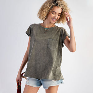 Camiseta de Cuello Redondo para Mujer, 100% Algodón, Apliques, Fresca, Suave y Transpirable, Manga Corta, Ropa Casual de Verano para Venta al Por Mayor - Product Image 6