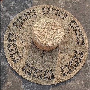 Juego de alfombrilla para puerta, mantel individual y posavasos de junco marino con diseño de trenza natural, material: jacinto seco para mesa de café - Product Image 3