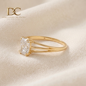 Anillo de Compromiso y Matrimonio de Oro Amarillo Sólido de 14 Quilates con Diamante de Laboratorio Solitario de 1 Quilate, Corte Octogonal, Certificado IGI, Joyería Fina para Mujer - Product Image 2