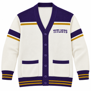 Créez vos pulls personnalisés de haute qualité à col en V pour les logos de sororités/fraternités/écoles/collèges/universités, cardigans tricotés - Product Image 1