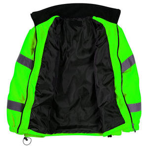 Reflective <b>Fleece</b> <b>Jacket</b> <b>Hi</b> <b>Vis</b> Men's Workwear Winter Windproof Zipper Closure Regular Fit Polyester Safety Coat - Product Image 4