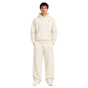 Neutral Tone Rhinestone Hoodies Jogger Sets Oversized Winter Streetwear Fleece Tracksuit OEM ODM Manufacturer - Product Image 1
