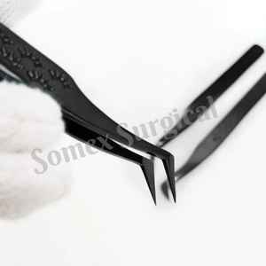 Pinces antistatiques courbées et volumineuses en acier inoxydable pour extensions de cils - Product Image 2