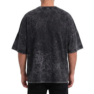 Camiseta de Alta Calidad, Transpirable, Oversize, Hombros Caídos, Corte Cuadrado, Estilo Hip Hop, Tallas Grandes, 100% Algodón, Lavado Ácido, para Hombre - Product Image 6