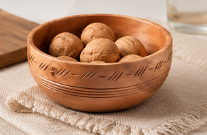Bol de service en bois éco-responsable fait main, sculpté, style bohème rustique, pour salade, fruits, dîner, vaisselle de cuisine pour la maison et les fêtes - Product Image 2