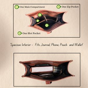 Bolso bandolera de cuero genuino marrón para hombre – Bolso de viaje compacto con cierre de solapa y bolsillo con cremallera - Product Image 4