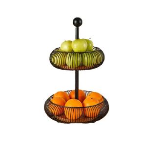Rustic Metal Wire Storage <b>Basket</b> Two Tier <b>Rectangular</b> Design With For Kitchen Organization - Product Image 5