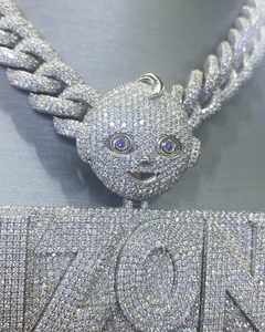 Collar con Colgante de Cruz de Moissanita de Lujo de 38 Quilates, Chapado en Oro Blanco VVS, Cadena de Estilo Hip Hop - Product Image 2