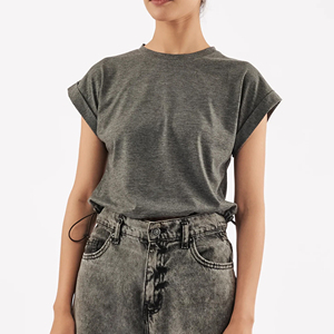 T-shirts courts personnalisés de haute qualité pour femmes, broderie sur toile respirante, 100 % coton, coupe classique, vente en gros - Product Image 4