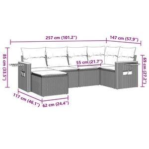Conjunto de Sofás de Jardín en Negro y Blanco Crema para Muebles de Patio - Product Image 3