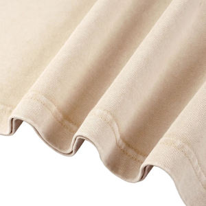 Camiseta Oversize de Algodón Beige para Hombre, Manga Corta, Cuello Redondo, Ajuste Casual, Tejido Liso Teñido - Product Image 3