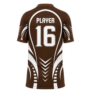 Ensemble de maillots de football marron et blanc, uniforme de football personnalisé, kit sportif léger pour équipe, tissu respirant, vêtements d'entraînement et de match - Product Image 2