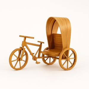 Handmade <b>Bamboo</b> <b>Craft</b> Rickshaw Decorative Model Eco-Friendly Smooth Polished Customizable Size Showpiece Art Collectible Home - Product Image 1