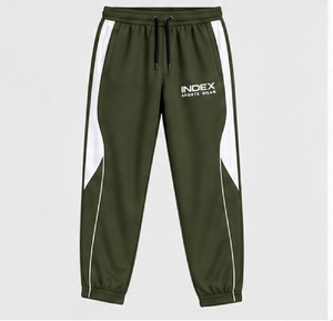 Survêtement Homme Vert Olive INDEX Style Sportif Entièrement Zippé avec Rayures Blanches Coupe Classique Vêtement d'Automne Respirant en Polyester et Coton - Product Image 4