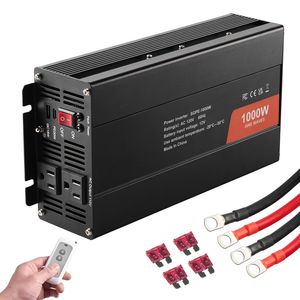 Convertisseur à onde sinusoïdale 1000W DC 12V vers AC 120V, double prises AC, 1 USB, 1 Type-C, commande à distance, onduleurs solaires portables - Product Image 6