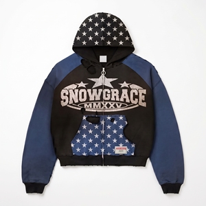 เสื้อฮู้ดโอเวอร์ไซส์ผู้ชาย Snowgrace ผ้าเฟรนช์เทอร์รี่ พิมพ์ลายโลโก้ด้านหน้า สไตล์สตรีทแวร์ เสื้อกันหนาว - Product Image 1