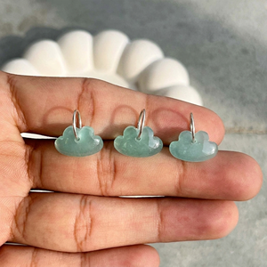 Aquamarine Cloud Gemstone <b>Charm</b> Pendant with <b>Silver</b> Plated Loop for Necklace Earring Jewelry Making - Product Image 5