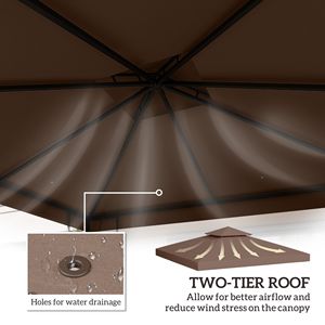 Telo di Ricambio Superiore Anti-UV a 2 Livelli 3x3m per Gazebo da Giardino, Patio, Caffè, Esterno, Villa, Cortile, Parco - Product Image 4