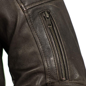 CLASSIC INVENTORS Veste de moto d'hiver pour homme en cuir véritable noir, imperméable, respirante, coupe-vent, col montant, manches régulières - Product Image 3