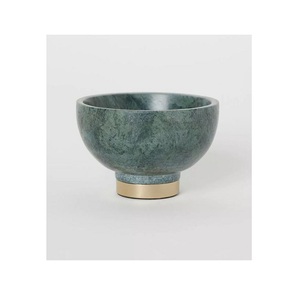 Admirable Design Marble Green Color Bowl With Metal Base Kitchenware Serving Bowl For Chocolates Salad And Dessert - Product Image 1