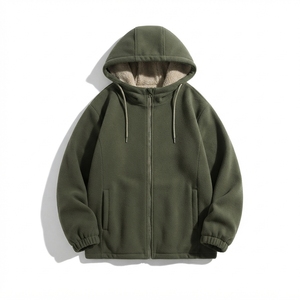 Custom Logo <b>Men</b> Fleece Lined <b>Zip</b> Up <b>Hoodie</b> Sherpa Lined Hooded Sweatshirt Casual Streetwear - Product Image 5