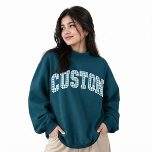Suéter Oversize de Cuello Alto para Mujer, de Algodón Afelpado, con Hombros Caídos y Puños Acanalados, Ropa Casual, Proveedor Mayorista - Product Image 1