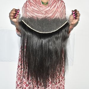 Extensiones de cabello humano virgen sin procesamiento químico, frontal HD 13*6, liso, color negro, al por mayor, cutícula alineada, de fabricantes. - Product Image 4
