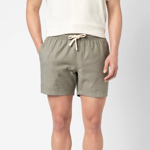 Pantalones Cortos Bermuda de Algodón Oxford para Hombre, Color Sólido, Cintura con Cordón, Corte Medio, con Bolsillos, Tejido Transpirable - Product Image 1