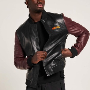 Veste de baseball bomber en cuir de vache véritable personnalisée, style universitaire, épaisse et unie, pour hommes, vente en gros - Product Image 1