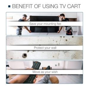 Support TV mobile avec roulettes verrouillables et tablette pour ordinateur portable, pour téléviseurs de 55 à 85 pouces, inclinable et pivotant - Product Image 6