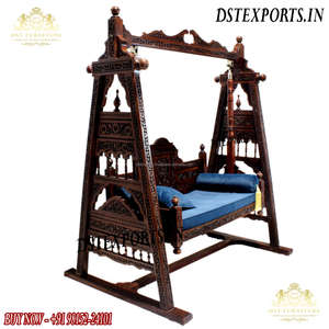 Modern Look Walnut Finish <b>Swing</b> for Lobby Double Pole Teak <b>Wood</b> <b>Swing</b> for Home Glossy Finish Teak Wooden <b>Swing</b> for Home - Product Image 4