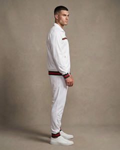 Unisex <b>White</b> Printed <b>Tracksuit</b> Set Full Length Drawstring Hooded Collar Breathable Sporty Streetwear Regular Fit Winter Wear - Product Image 3