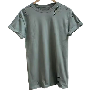 Camiseta de Manga Corta para Hombre, Estilo Urbano, de Algodón Lavado, Holgada, Vintage, Transpirable, con Cuello Redondo y Color Sólido, Personalizable - Product Image 3