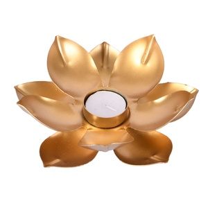 แท่นวางเทียนสวยงามสำหรับตกแต่งคริสต์มาสที่บ้านทำด้วยมือที่วางเทียนทีไลท์แบบตั้งโต๊ะทำจากเหล็กรูปดอกบัว - Product Image 5